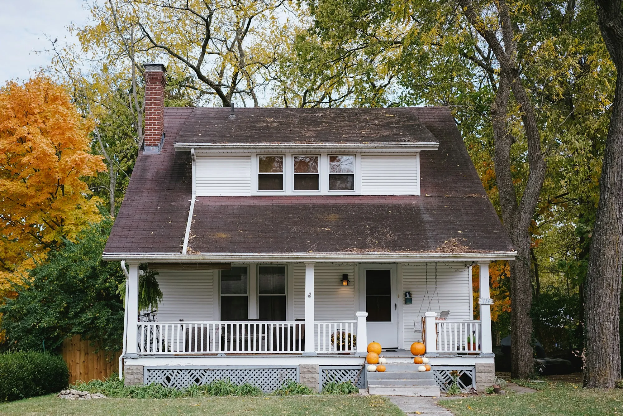 White bungalow with a front porch