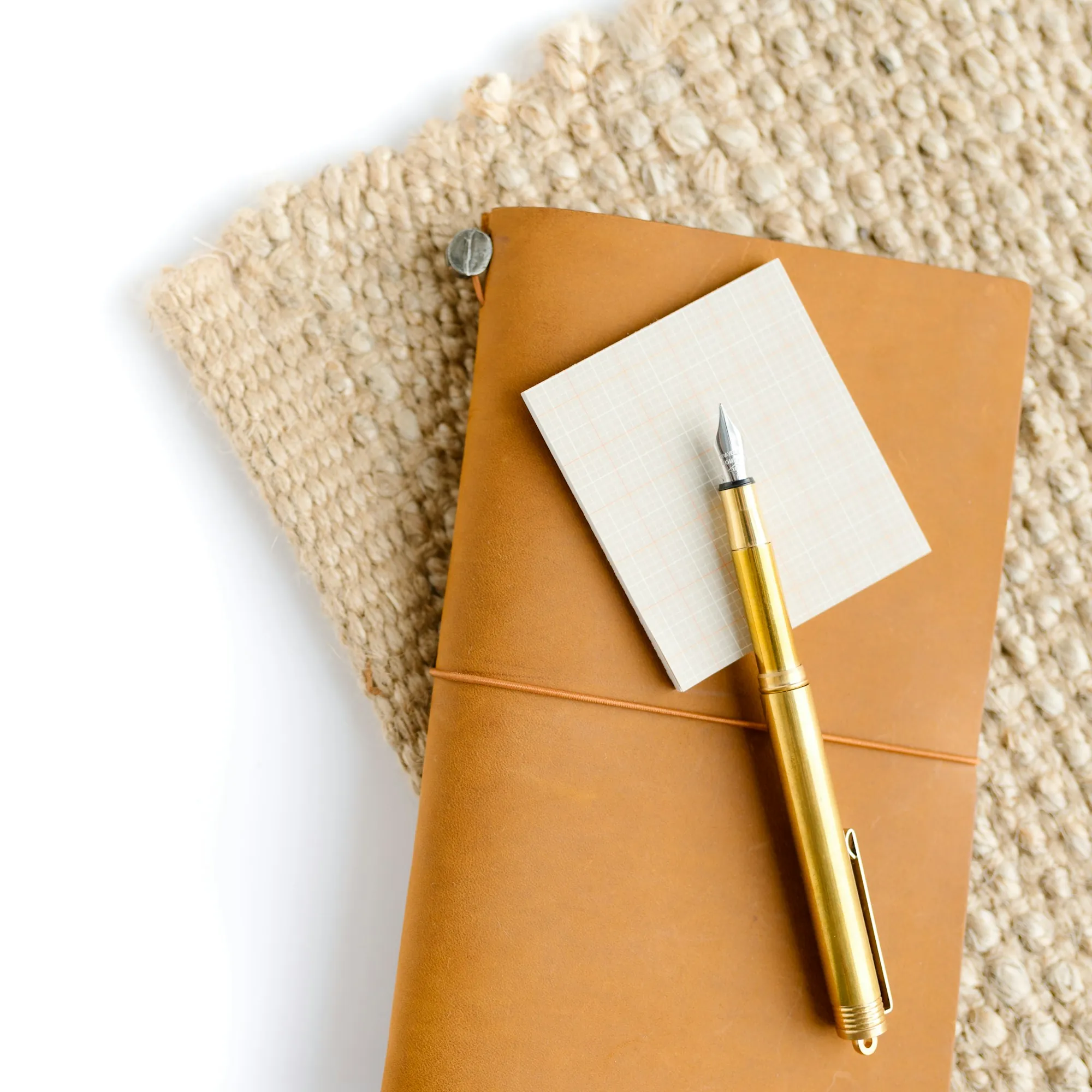 Leather notebook and fountain pen